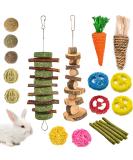 Grddaef 20 PCS Bunny Chew Toys for Teeth, Natural Rabbit Toys Apple Wood Grass Timothy Sticks Chew and Treat for Guinea Pigs Hamster Chinchillas - Buy Online on SooperMarket.com