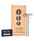 Parker Variant Adjustable Double Edge Safety Razor with 5 Premium Blades - Customize Your Shave with Dial Adjustment (Satin Chrome) - Buy Online on SooperMarket.com