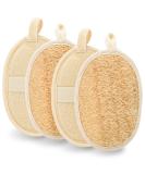 olyee Natural Loofah 4 Pack Exfoliating Sponge Face Wash Pads Body Loofah Skin Bath Loofah Back Scrubber Luffa and Terry Cloth Hang Biodegradable Shower Sponges for Adults Women Men - Buy Online on SooperMarket.com