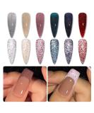 GAOY Reflective Glitter Gel Nail Polish Set - 6 Colors Including Pink, Red, Silver Holographic | UV LED Soak Off, DIY Manicure Kit for Home & Salon Varnish | Pop Reflective Shine - Buy Online on SooperMarket.com