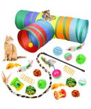 Malier Cat Toys Set Collapsible Tunnels, Interactive Feather Toy, Crinkle Balls, 3 Way Tube Indoor Cat & Kitten Play Set - Buy Online on SooperMarket.com