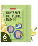 PURDERM Shiny & Soft Foot Peeling Mask (6 Pack) - Exfoliating Treatment for Cracked, Dry, Callused Feet - Removes Dead Skin & Reveals Baby Soft, Smooth Skin - Lemon & Natural Botanical Extracts - Buy Online on SooperMarket.com