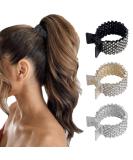 FRDTLUTHW 1.77Inch Small Hair Claw Clips for High Ponytail Rhinestone Shark Hair Clips for Women Thick Long Hair(Pack of 3) 3Pcs Gold Silver Black - Buy Online on SooperMarket.com