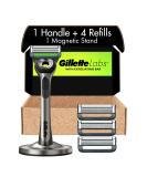 Gillette Mens Razor with Exfoliating Bar by GilletteLabs, Shaving Kit for Men, Includes 1 Handle, 4 Razor Blade Refills, 1 Premium Magnetic Stand 1 Handle + 4 Refills - Buy Online on SooperMarket.com