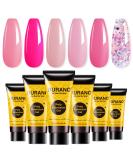 BURANO Poly Extension Gel Nail Kit 6 Colors Builder Set for Beginner & Professional | DIY Poly Nail Gel Kits Starter Kit Nail Art Gift - Pink Glitter (04) - Buy Online on SooperMarket.com