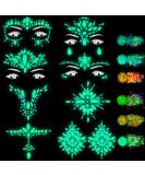 Glow in the Dark Face Jewels and Chunky Glitter Set for Halloween Makeup - 14 Sheets - Buy Online on SooperMarket.com