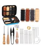 Leather Sewing Kit, Leather Working Tools and Supplies, Leather Working Kit with Large-Eye Stitching Needles, Waxed Thread, Leather Upholstery Repair Kit, Leather Sewing Tools for DIY Leather Craft - Buy Online on SooperMarket.com