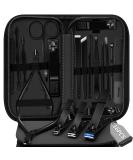 Manicure Set Pedicure Kit 16 Pcs Stainless Steel Nail Clippers Set Professional Nail Care Tools Grooming Kit with Portable Travel Leather Case for Men Women Black - Buy Online on SooperMarket.com