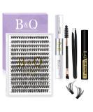 B&Q 280 PCS Cluster Lashes DIY Extension Kit with Bond & Seal Remover, Applicators - Kit-40D-D Curl 9-16mm - Buy Online on SooperMarket.com