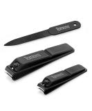 Tomata Ultra Sharp Nail Clippers Set for Thick Nails - Fingernail and Ingrown Toenail Cutter with File (Black) | Precision Nail Care Tool - Buy Online on SooperMarket.com