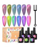MEET ACROSS Glass Cat Eye Gel Polish Set - Colorful Magnetic UV Nail Polish for DIY Manicure | Soak Off Transparent Gel Kit - Buy Online on SooperMarket.com