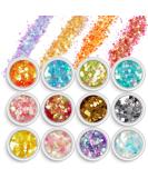 AOOWU Chunky Glitter 12 Colors 3D Nail Art Sequins - Festival & Holographic Cosmetic Glitter for Nail, Face, Body & DIY Art - Buy Online on SooperMarket.com