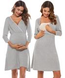 Sykooria Women's Cotton Nursing Nightdress with 3/4 Sleeves - Grey XL - Buy Online on SooperMarket.com