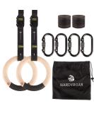 HardyRoar Wood Gymnastic Rings - Crossfit & Body Training Equipment with Easy Install Carabiners & Adjustable Straps - Buy Online on SooperMarket.com