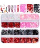 Kalolary Valentine's Day Nail Art Sequins | Heart & Lip-Shaped Holographic Flakes for Manicure & Body Decoration - 2 PCs - Buy Online on SooperMarket.com