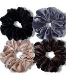 IVARYSS Extra Large Scrunchies for Women's Thick Hair Premium Velvet Soft Jumbo Scrunchy XL 6 inch Big Elastic Band Hair Accessories 4 Pack Neutral V-Neutral - Buy Online on SooperMarket.com