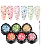 MEET ACROSS Flower Glitter Gel Nail Polish Set - 6 Pcs Diamond Sequins Jelly Gel Nail Polish Set for Nail Art Manicure - Buy Online on SooperMarket.com