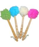 4 Pack Exfoliating Loofah Body & Back Scrubber Set - Long Wooden Handle Bath Brush for Men & Women - Buy Online on SooperMarket.com