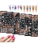 MWOOT 6Pcs Nail Art Stamping Plates Set Mixed Patterns Nail Stencils Plates Manicure Print Tool Nail Plates Image Stamp Templates for Women Nail Art Decoration - Buy Online on SooperMarket.com