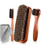 4 Pcs Horsehair Shine Shoes Brush Kit Polish Dauber Applicators Cleaning Leather Shoes Boots Care Brushes Suede Cleaner Brush with Microfiber Shoe Cloth(4 Pcs Style A) - Buy Online on SooperMarket.com