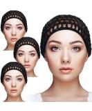 Geyoga 4 Pieces Mesh Crochet Hair Net Rayon Knit Snood Hat Thick Short Women Hairnet Snoods Cover Ornament for Sleeping (Black) - Buy Online on SooperMarket.com