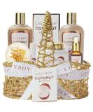 Spa Gift for Women Coconut Spa Gift Baskets 8Pcs Spa Gift Set With Shower Gel  Bubble Bath  Body Cream  Bath Oil  Bath Salt  Bath Bomb  Lip Balm  Golden Wire Basket. Gifts for Her. - Buy Online on SooperMarket.com