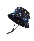 LANGZHEN Beach Sun Protection Hat for Baby Girls | Adjustable Wide Brim Toddler Kids Hat with Chin Strap | Navy Dinosaurs | 1-2 Years - Buy Online on SooperMarket.com