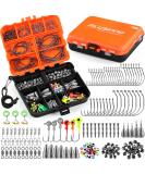 PLUSINNO 201pcs Fishing Accessories Kit in Tackle Box - Hooks, Weights, Split Shot Gear for Bass, Trout, Catfish - Buy Online on SooperMarket.com