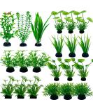Omjmyy 21-Piece Artificial Aquarium Plants Set | Vibrant Plastic Decorations for Fish Tanks & Aquatic Landscapes - Buy Online on SooperMarket.com