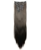 CAISHA by PRETTYSHOP XXL 24" 8 Pieces Set Clip In Extensions Hair Extension Hairpiece Straight Brown CES2 brown #8 CES2 - Buy Online on SooperMarket.com