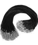 100Pcs Leather Necklace Cord with Clasps, Rope Necklace String, Black Necklace Cords for Pendants, 18"Premium Bulk Necklace Chains for Jewelry Making Supplies, 1.5mm Waxed Necklace Bracelet Cord DHOOZ 18 inches Black - Buy Online on SooperMarket.com