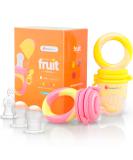 NatureBond Baby Food Feeder/Fruit Feeder Pacifier (2 Pack) - Infant Teething Toy Teether | Includes Additional Silicone Sacs Peach Pink and Lemonade Yellow - Buy Online on SooperMarket.com