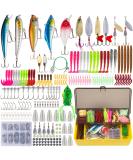302 Pcs Fishing Lures Set - GOANDO Fishing Gear Tackle Box for Bass Trout Salmon - Spoon Lures, Soft Plastic Worms, Crankbait, Jigs, Hooks - Fishing Attractants and Accessories for Successful Fishing - Buy Online on SooperMarket.com