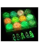 Glow in The Dark Body Face Glitter Gel, 12 Colors Luminous Iridescent Chunky Glitter, Self-Adhesive UV Black Light Glitter for Body/Face/Hair/Eyeshadow, Glitter for Carnival Party Halloween Makeup - Buy Online on SooperMarket.com