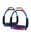 ExtremE RAINBOW GLOSS FILLIS SAFETY FLEXI BENDY STIRRUPS HORSE RIDING S/STEEL WITH BLACK TREADS 4.75" 12cm - Buy Online on SooperMarket.com
