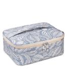 Travel Cosmetic Bag Large Makeup Bag Cosmetic Bag Organizer for Women and Girls (Blue Leaf) - Buy Online on SooperMarket.com