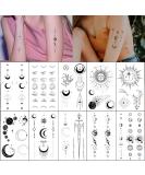 Esland Realistic Moon Sun Stars Space Planets Chain Temporary Tattoos Vertical Spine Tattoo Stickers for Women Men - Buy Online on SooperMarket.com