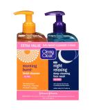 Clean & Clear 2-Pack Day and Night Face Cleansers with Citrus Morning Burst Facial Cleanser with Vitamin C & Relaxing Night Facial Cleanser with Sea Minerals, Oil Free & Non-Comedogenic Citrus 8 Fl Oz (Pack of 2) - Buy Online on SooperMarket.com