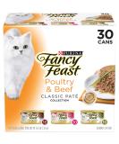 Purina Fancy Feast Classic Collection Variety Pack - 30 Cans, 3 oz each - Pate & Poultry Beef Flavors - Adult Wet Cat Food - Buy Online on SooperMarket.com