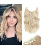 Ms TAj Blonde Halo Hair Extensions 12inch with Adjustable Size Removable Clips Synthetic Short Secret Invisible Hair Extension One Piece Curly Hair Pieces for Women 12 Inch Bleach Blonde - Buy Online on SooperMarket.com
