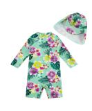 UPF 50+ Green Flower Baby Girls Swimsuit with Snap Bottom | 12-18 Months - Buy Online on SooperMarket.com
