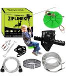 98ft Zip Line Kit for Kids & Adults up to 330lb | Zipline Spring Brake & Safety Harness | Trolley with Handle & Thickened Seat | Backyard Playground Entertainment - Green - Buy Online on SooperMarket.com
