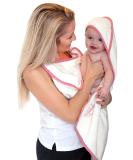Cuddledry Hands Free Baby Bath Towel in Luxuriously Soft Bamboo & Cotton | Apron Style Hooded Towel for Safe and Easy Babies Bathtime | Perfect Newborn Gift | Pink Edging - Buy Online on SooperMarket.com