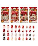Noverlife 96PCS Winter Holiday Squoval False Nails Kit - Festive Acrylic Nail Tips with Nail Glue for Women & Girls - Buy Online on SooperMarket.com