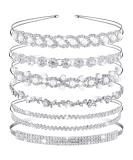 6 Pieces Rhinestones Wedding Headbands Crystal Flower Girl Leaves Crown Headband Tiara Women's Faux Pearl Rhinestones Princess Hairband Headdress for Bride Bridesmaids Wedding Party (Chic Pattern) - Buy Online on SooperMarket.com