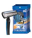 BIC Comfort 3 Men's Disposable Razors - Ultra-Soothing Shave with 3 Blades - 8 Count (Pack of 3) - Buy Online on SooperMarket.com