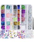 4 Boxes Holographic Nail Sequins Shapes Mixed Iridescent Nail Glitter Flakes Butterfly Hearts Star DIY Design Manicure Decorations Sets for Nail Art/Craft/Makeup (Style A) - Buy Online on SooperMarket.com