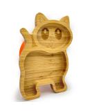 Eco-Friendly Bamboo Kitten Plate | Suction Cup Toddler Plate for Baby Led Weaning | Non-Toxic & Cool-to-Touch | Orange Cat Design - Buy Online on SooperMarket.com