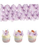 Alegre Edible Butterflies for Cake - 48 Purple Cupcake Toppers & Cake Decorations | Perfect for Birthdays Weddings & Baptisms - Buy Online on SooperMarket.com