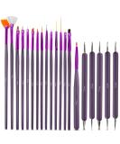 Glow 20-Part Nail Art Brush & Dotting Tool Set - Ideal for Beginners & Professionals - Affordable Wooden Handle Brushes in Purple - Buy Online on SooperMarket.com